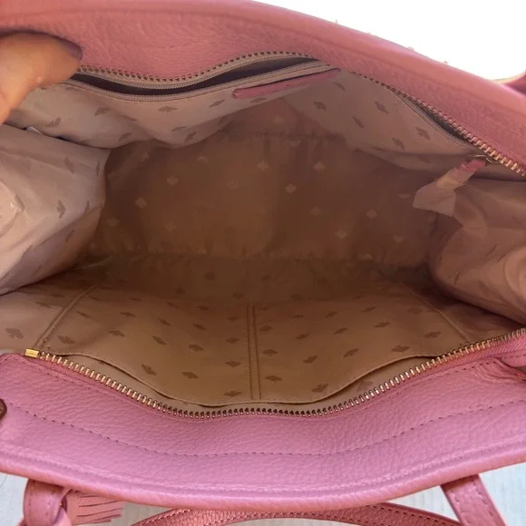 Kate Spade Rowe Summer Tweed Pink Raffia Leather Medium Satchel Bag NEW - Picture 11 of 16